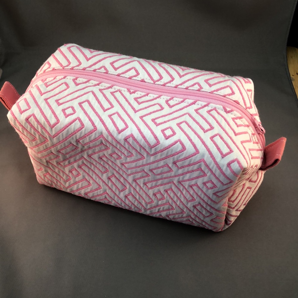 Pink and White Cosmetic Bag